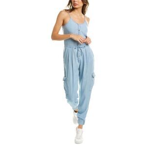 NWT Micky Cotton Sleeveless Cami Button Up Tie Waist Jogger Style Jumpsuit